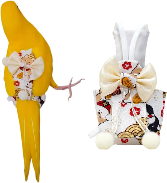 Bird Flight Suits Diapers, Parrot Diapers for Monk Parakeets, Cockatiels, Parrot Clothes Costume, Bird Training Nappy Suit Liners Clothes (Large,White)