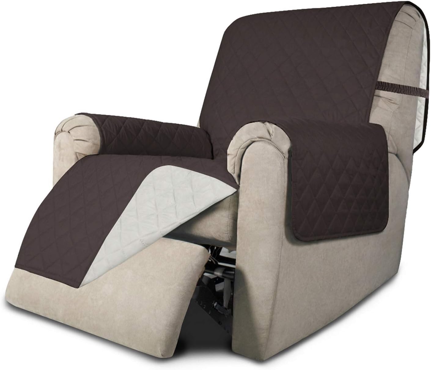 Easy-Going Recliner Sofa Slipcover Reversible Sofa Cover Water Resistant Couch Cover Furniture Protector with Elastic Straps for Pets Kids Children Dog Cat (Recliner, Chocolate/Ivory)