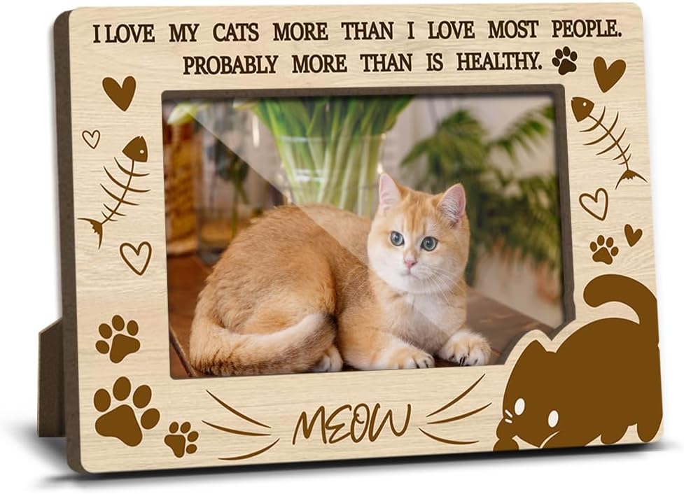 Cat Memorial Photo Frames Dog Cat Loss Remembrance Gift Sympathy Keepsake for Pet Lovers Condolence Present for Pet Owner I Love My Cats More Than I Love Most People Picture Frames 4x6 Photo - YY021