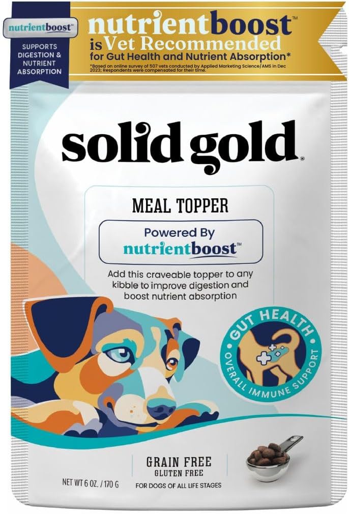 Solid Gold NutrientBoost Meal Toppers for Dogs - High Protein Dog Food Toppers for Dry Food - Grain Free Flavor Enhancer with Vitamins, Minerals & Amino Acids for Gut Health & Immune Support - 1lb