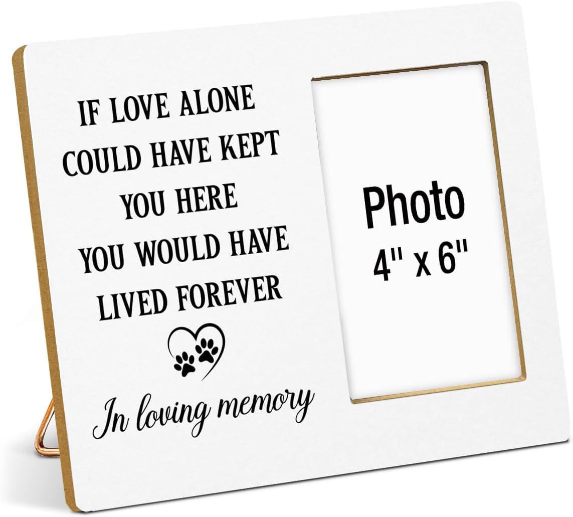 Dog Memorial Picture Frame, Pet Memorial Gifts for Loss of Dogs, Sympathy Gift for Dog, Cat Passed Away Bereavement Remembrance Wood Photo Frames, 4 x 6 Inch Photo