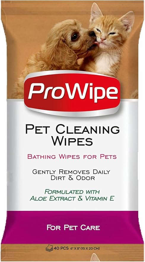 Pet Wipes, Dog Wipes, Cat Wipes, Wipes for Pets with Aloe Extract & Vitamins, Perfect as Eye, Ear Wipes, for Bums, Suitable for Puppy, Kitten, Dogs and Cats, 2 Pack - 40 Count