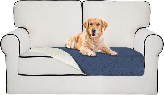 Easy-Going Waterproof Dog Bed Cover Reversible Leak Proof Pet Blanket Replacement Mat for Furniture Washable Couch Cover Sofa Cover for Dogs Cat(30x53 Inch, Navy/Ivory)