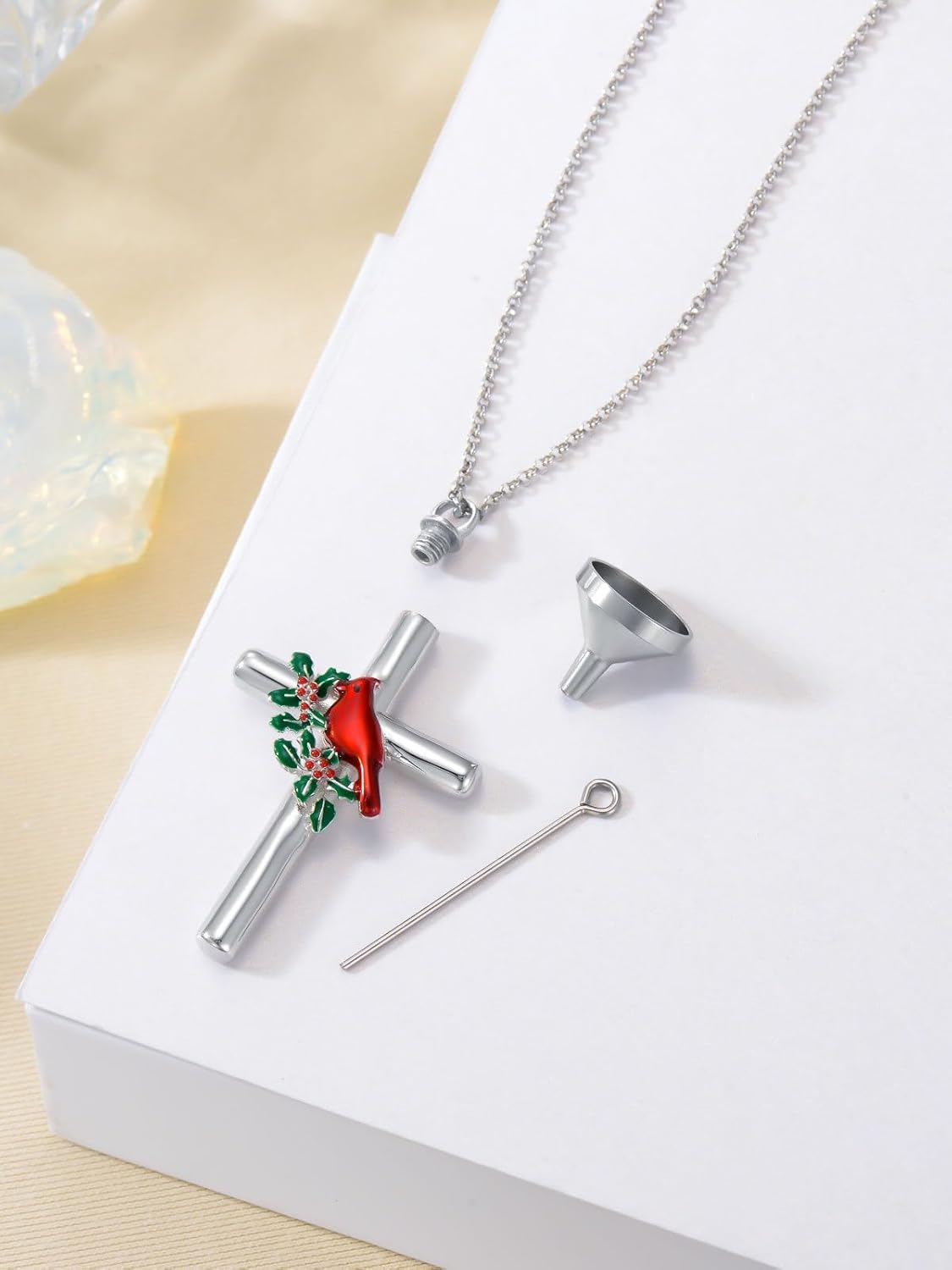 Cross Urn Necklace for Ashes 925 Sterling Silver Cremation Jewelry with Funnel Filler Kit Ashes Necklace for Human Women Girl Pets