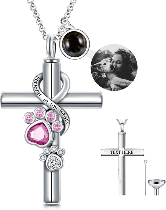 Sterling Silver Pet Urn Necklace for Ashes - Memorial Keepsake for Dog, Cat Pet