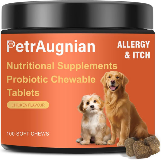 Allergy & Itch Relief for Dogs | Allergy, Itchy Skin & Immune Support with Salmon Oil, Quercetin, Colostrum and Probiotics -Nutritional Supplements 100 Soft Chews