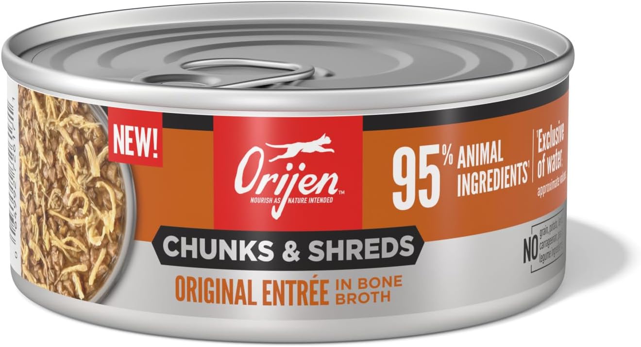 ORIJEN Chunks & Shreds Wet Cat Food Original Entrée 5.5oz Cans (6 Count)
