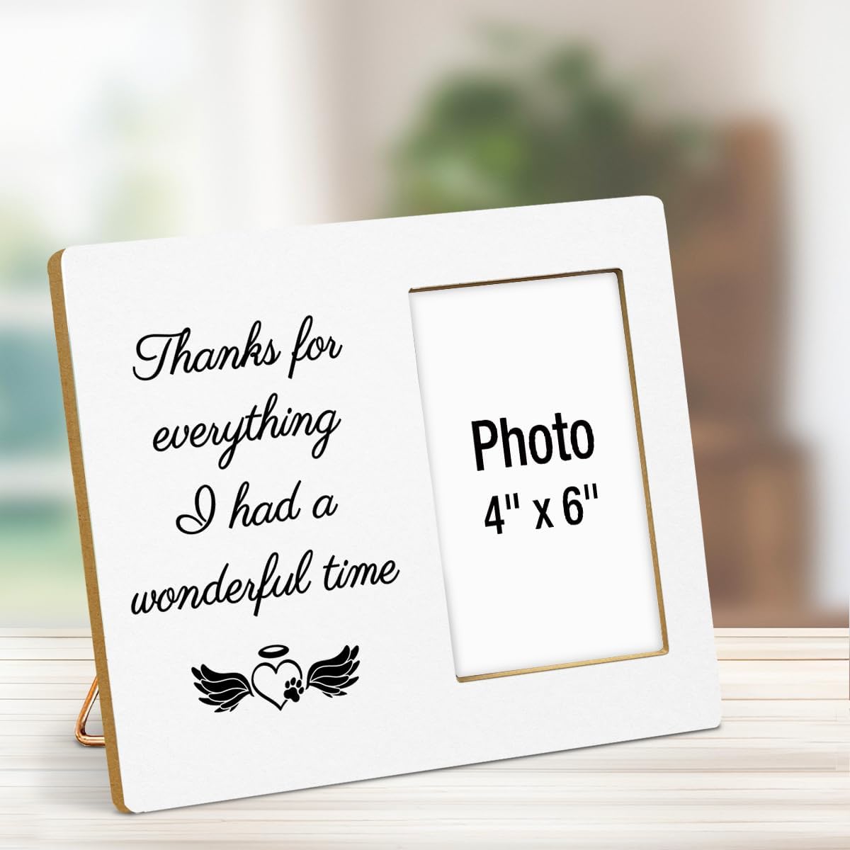 Pet Memorial Gifts for Dogs Picture Frame, Dog Memorial Gifts for Loss of Dog, Cat Loss Sympathy Gift, Thanks for Everything I Had a Wonderful Time Wood Photo Frames, 4 x 6 Inch Photo