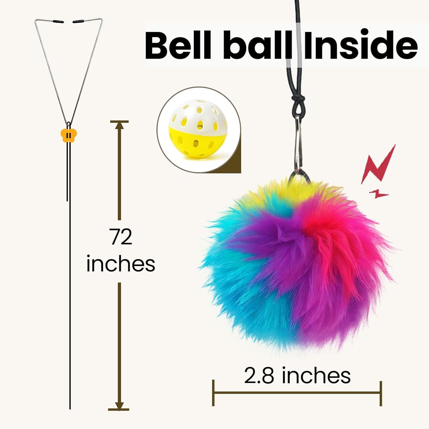 Interactive Cat Toys for Indoor Cats, Self-Play Hanging Door Toy for Kitten, Adjustable Height Exercise Bell Ball to Keep Kittens Active