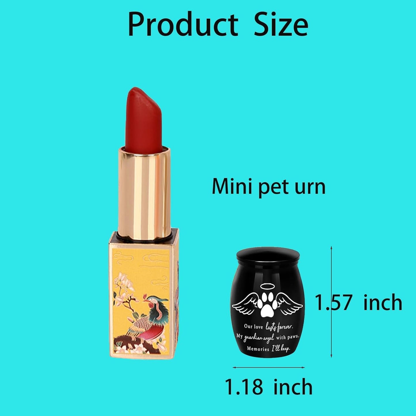 Mini Pet Cremation Urn for Small Pets – Aluminum Keepsake with Angel Wings and Paw Print – Memorial Ash Holder for Dog, Cat, Rabbit