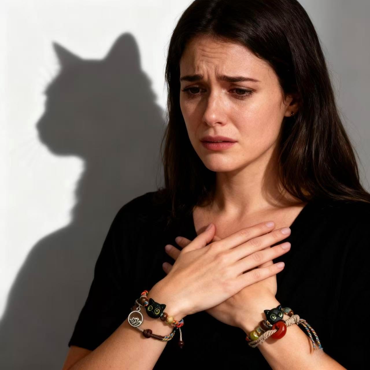 LINGYUAN 2 PCS Pet Memorial Gifts for Cats, Rainbow Bridge Bracelet for Beloved Cat Loss of Pet Remembrance Gifts