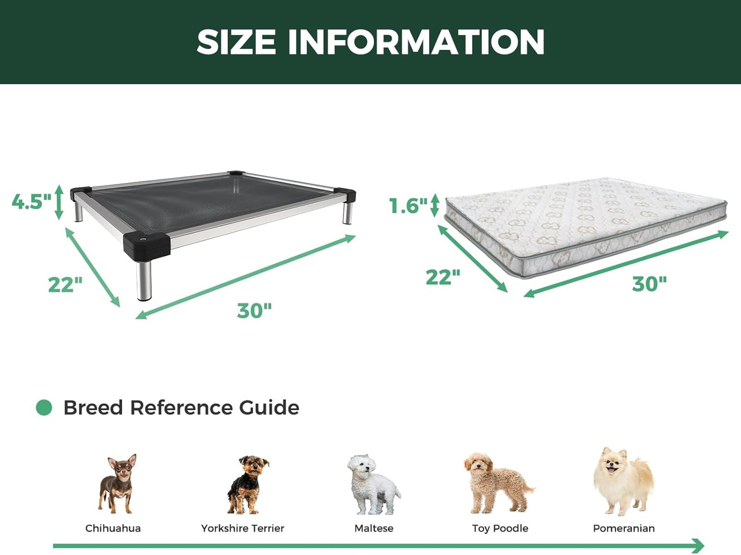 FXW TitanNest Chew-Proof Elevated Dog Bed, Raised Cot for Indoor/Outdoor/Camping Use, Durable & Waterproof Cooling Pet Bed with Exclusive Cover for Extra-Small Dogs, 30.0" L x 22.0" W x 4.5" H, Black