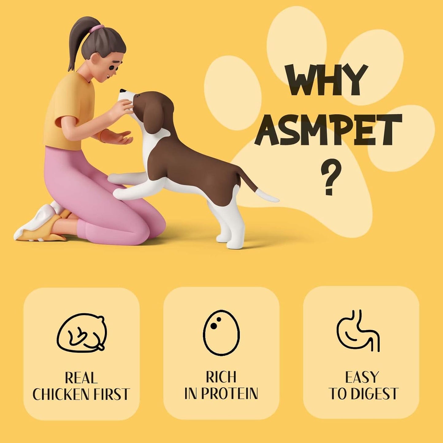 ASMPET Dog Treats Chews, Chicken Jerky Made with 100% Real Chicken Breast