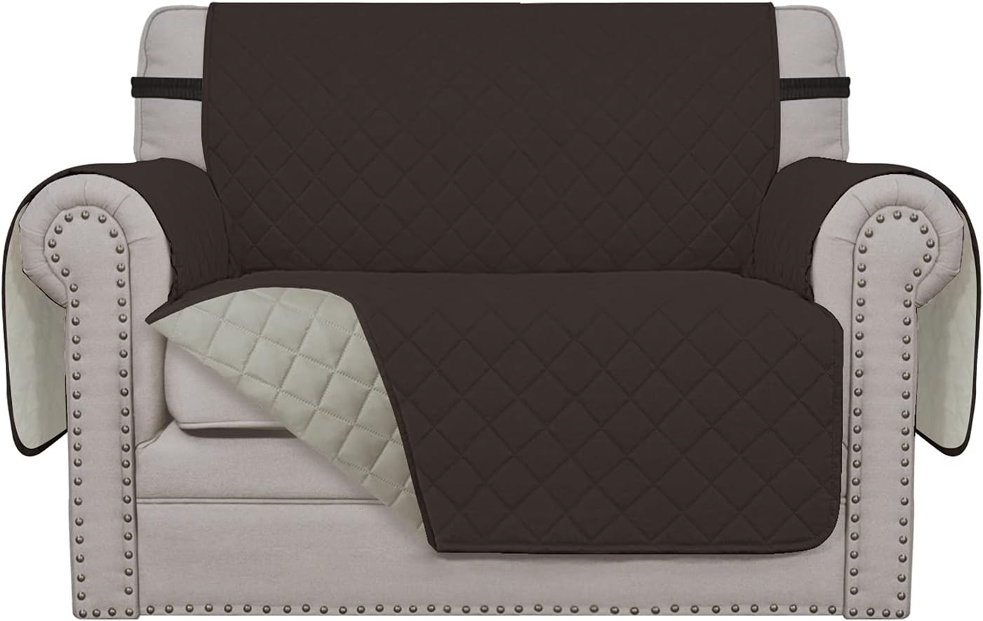 Easy-Going Oversized Chair Sofa Slipcover Reversible Sofa Cover Water Resistant Couch Cover Furniture Protector Cover with Elastic Straps for Pets Dog (Oversized Chair, Chocolate/Beige)
