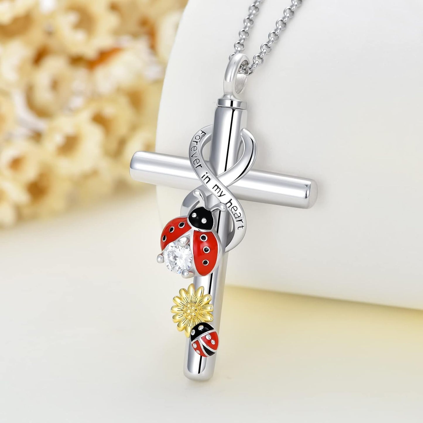 Cross Urn Necklace for Ashes 925 Sterling Silver Cremation Jewelry with Funnel Filler Kit Ashes Necklace for Human Women Girl Pets