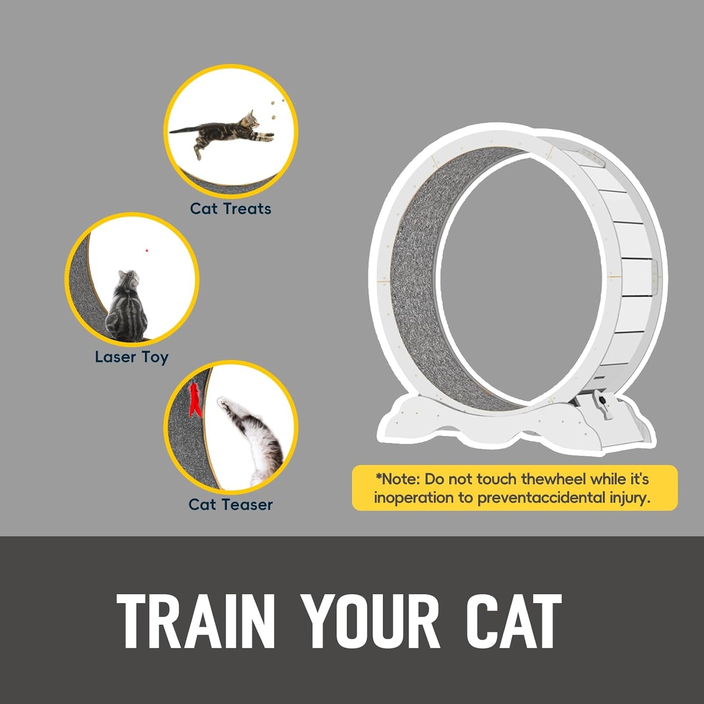 Cat Exercise Wheel 45 Inch Cat Treadmill for Indoor Cats, Running Wheel with Detachable Carpeted Runway, Cats Running Wheel Carpet Suitable for Most Pets Weight Loss and Health (White, L)