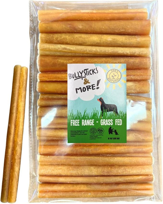 BULLYSTICKS & MORE 6 Inch Beef Collagen Sticks for Dogs (16 Count) - Bones for Dogs - No Hide Sticks Beef Cheek Rolls