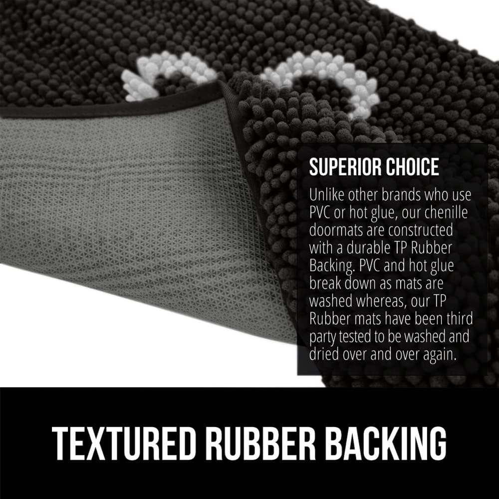 GORILLA GRIP Dog Doormat, Absorbent Doormats for Muddy Dogs Paws, 36x24 Machine Washable Soakstopper Rugs, Cleaner Floors, US Designed Pet Bed Door Mat, Indoor Entrance Pets Rug, Black White