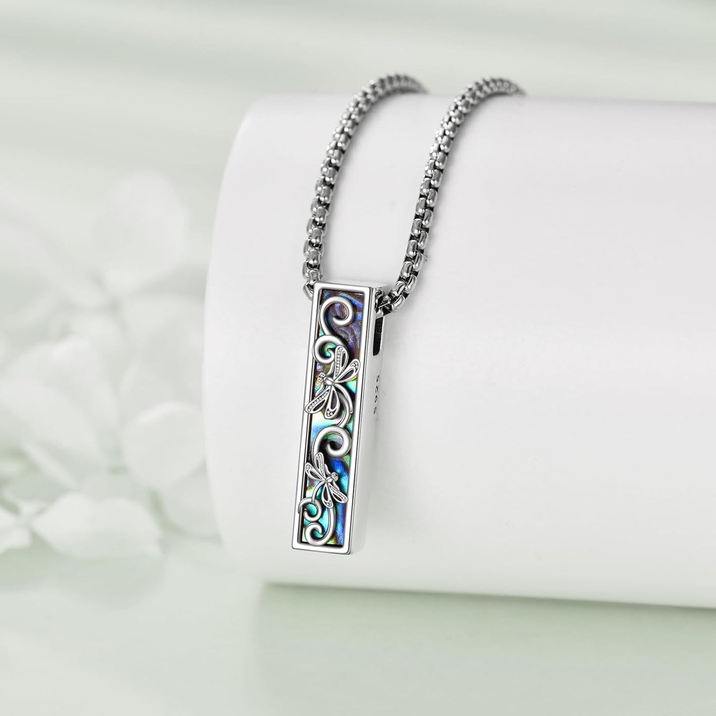 Urn Necklaces for Ashes Sterling Silver 3D Vertical Bar Memorial Pendant for Loved Ones Keepsake Cremation Jewelry Gifts for Women Men