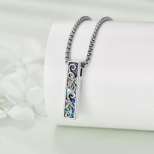 Urn Necklaces for Ashes Sterling Silver 3D Vertical Bar Memorial Pendant for Loved Ones Keepsake Cremation Jewelry Gifts for Women Men