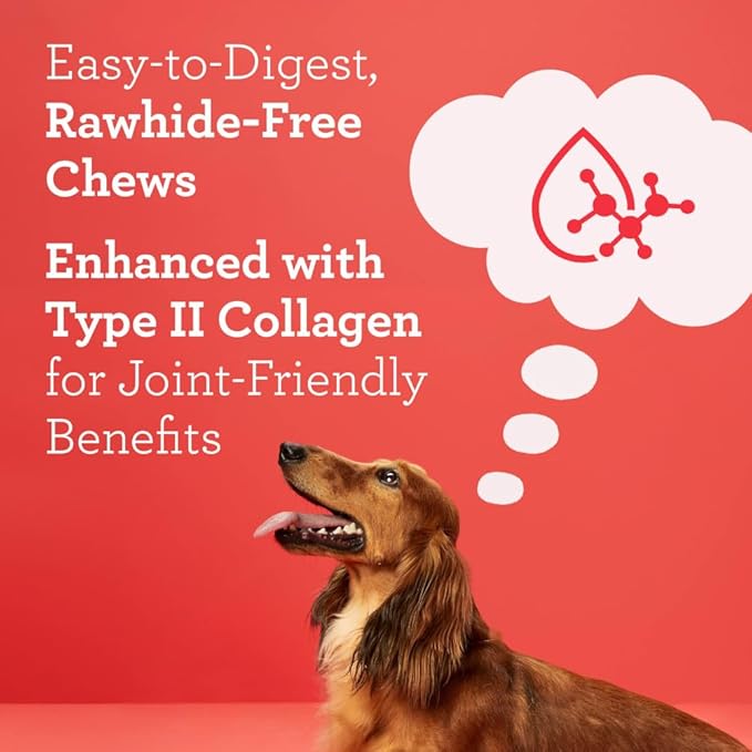 DreamBone CollaYUMS Knots Plus Collagen Chews for Dogs, 14 Count, Treat Your Dog to Rawhide-Free Chews Made with Chicken, Vegetables and Peanut Butter