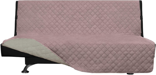Easy-Going Futon Sofa Slipcover Reversible Sofa Cover Armless Futon Cover Furniture Protector Couch Cover Water Resistant Pets, Kids, Children, Dog, Cat (Futon, Pink/Beige)