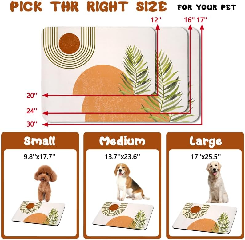 Dog Food Mats for Floors Waterproof, Cat Water Bowl Mats Pet Feeding Absorbent Placemats Bohemia 12 * 20 inch