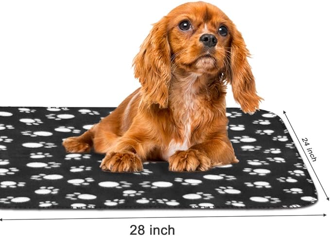 Comsmart Dog Blankets for Small Dogs, 6 Pack Puppy Blanket Cute Paw Print Pet Blanket for Dog, Puppy, Cat, Kitten, 24x28 inches, Black