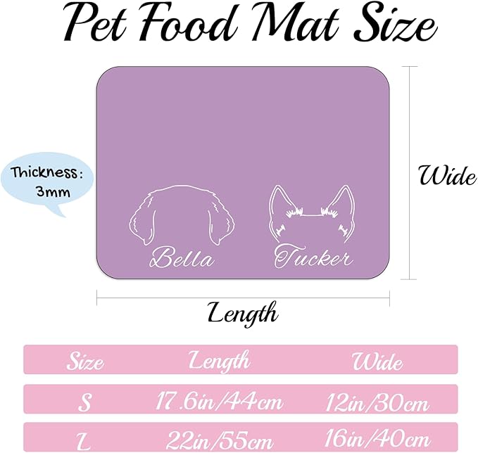 Personalized Dog Food Mats for Floors Custom Pet Placemat Mats for Food and Water Waterproof Customized Pet Food Mat with Name Gifts for Dog & Cat Owners Design 1