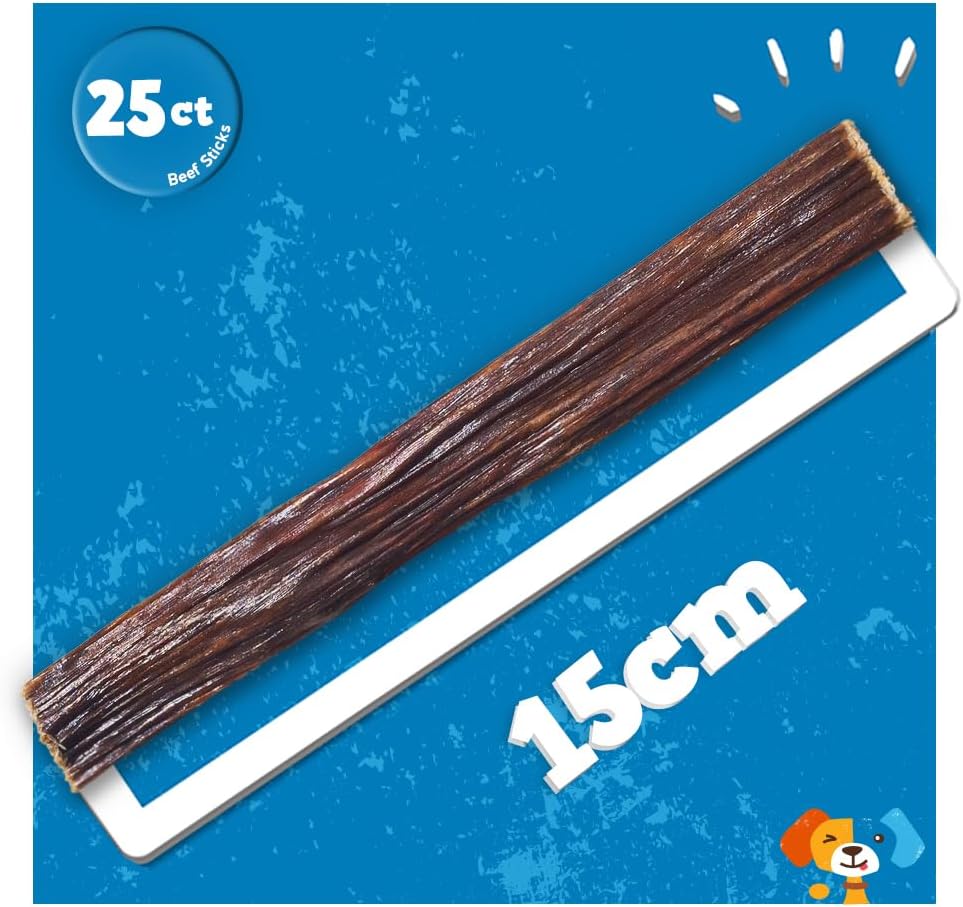 Jack&Pup 6-inch Gullet Sticks for Dogs – Odor Free Joint Health Support Dog Chews – Fresh and Savory Beef Gullet Sticks - Naturally Rich in Glucosamine and Chondroitin (25 Pack)