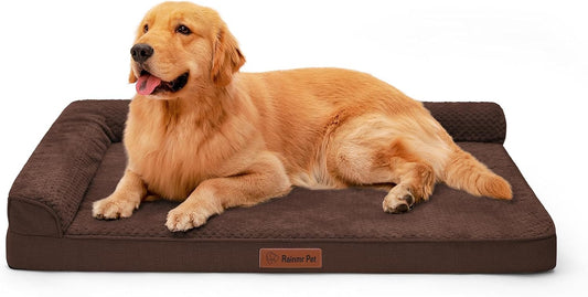Orthopedic Dog Beds Large Sized Dog, Memory Foam Pet Bed for Medium and Large Dogs, Washable Removable Cover, Nonskid Bottom, Waterproof, 44x32x6 Inches, Brown Grey