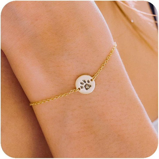 Personalized Pet Name Bracelet Dog/Cat Paw Bracelet Animal Friendly Jewelry Custom Pet Lover Gift Photo Projection Bracelet for Women Mom