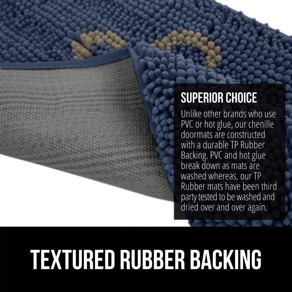 GORILLA GRIP Dog Doormat, Absorbent Doormats for Muddy Dogs Paws, 36x24 Machine Washable Soakstopper Rugs, Cleaner Floors, US Designed Pet Bed Door Mat, Indoor Entrance Pets Rug, Navy