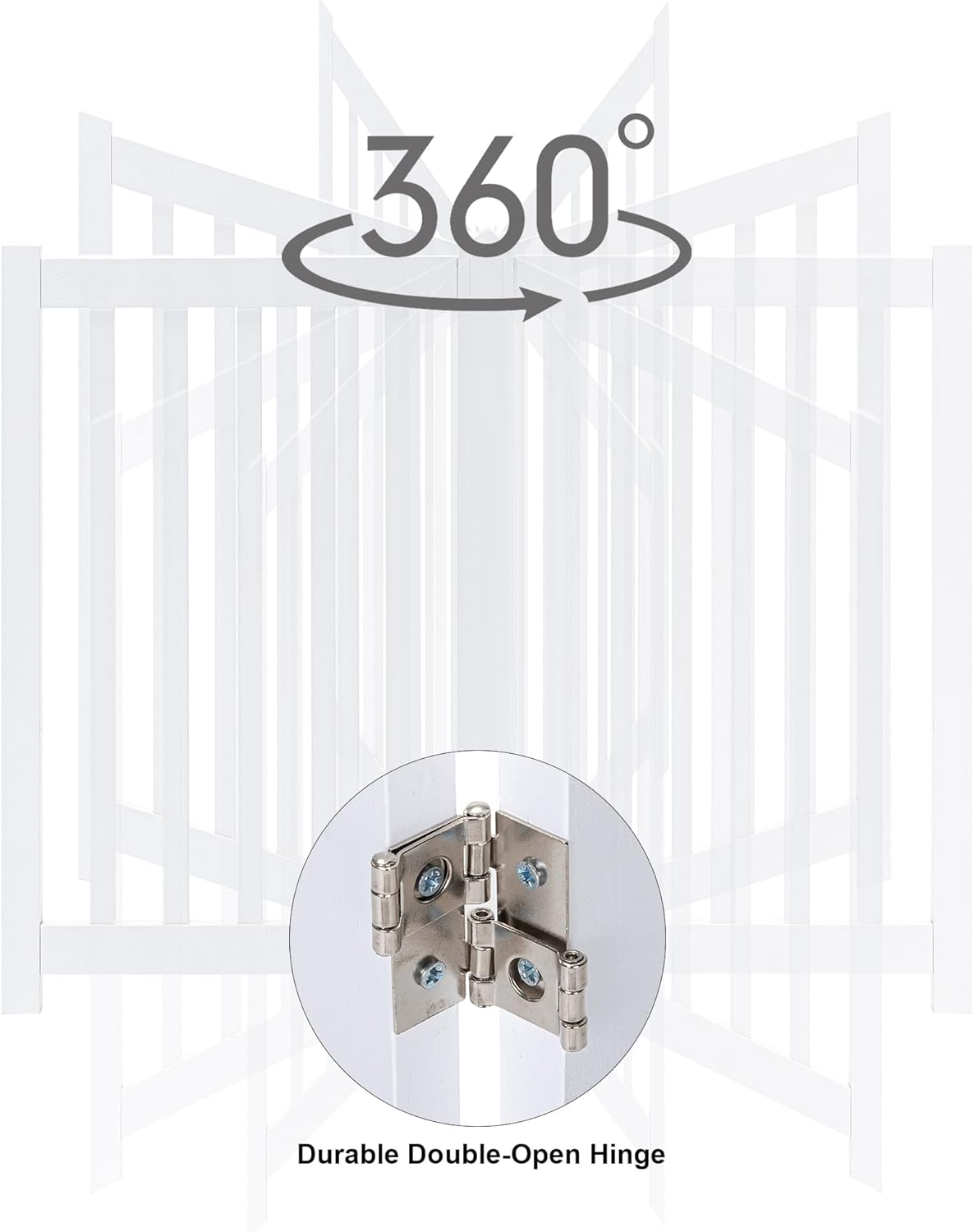 LZRS Solid Hardwood Freestanding Pet Gate,Wooden Dog Gates Indoor for Doorways,Nature Wood Dog Gates for The House,Stairs,Safety Fence,White,30" Height-3 Panels