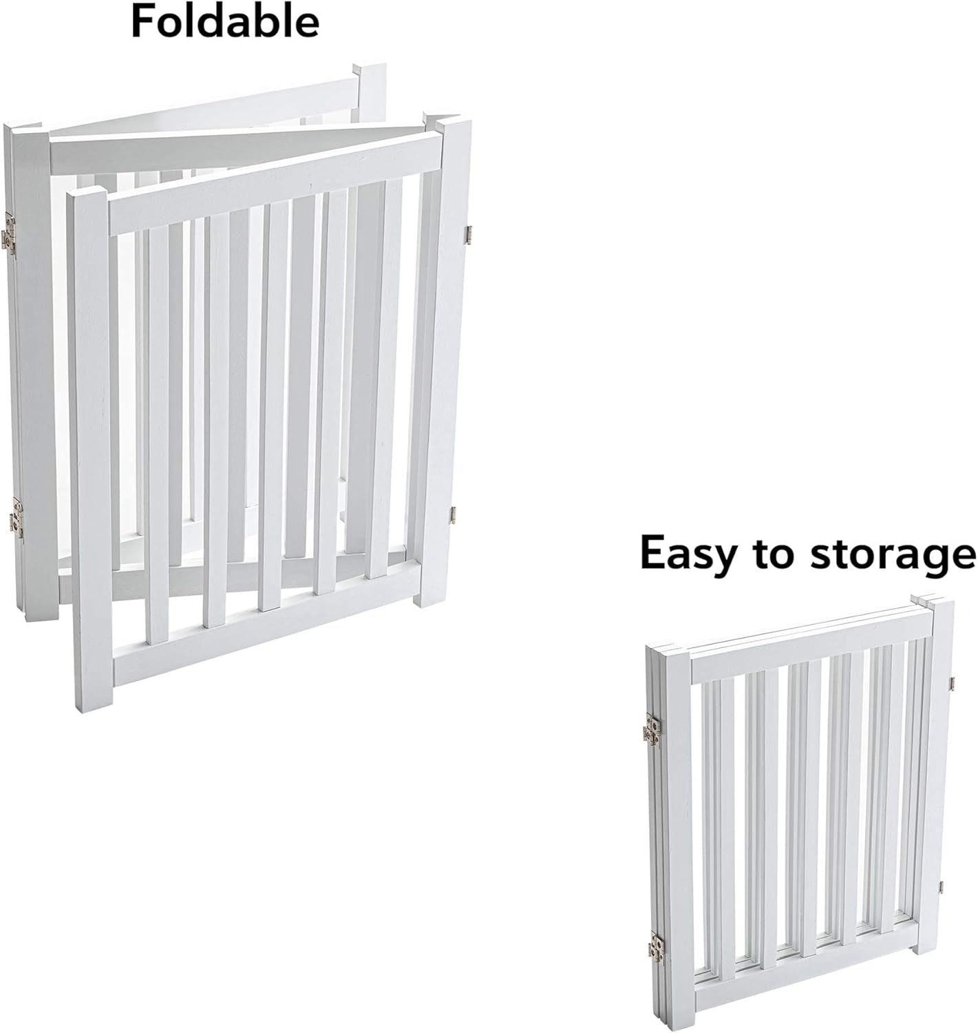 LZRS 3-Panel Wooden Free Standing Foldable Dog Gate Indoor – 24" High,Step-Over Safety Pet Gate for Doorways, Stairs, Hallways, Indoor Dog Barrier for Small to Medium Dogs & Puppies, White
