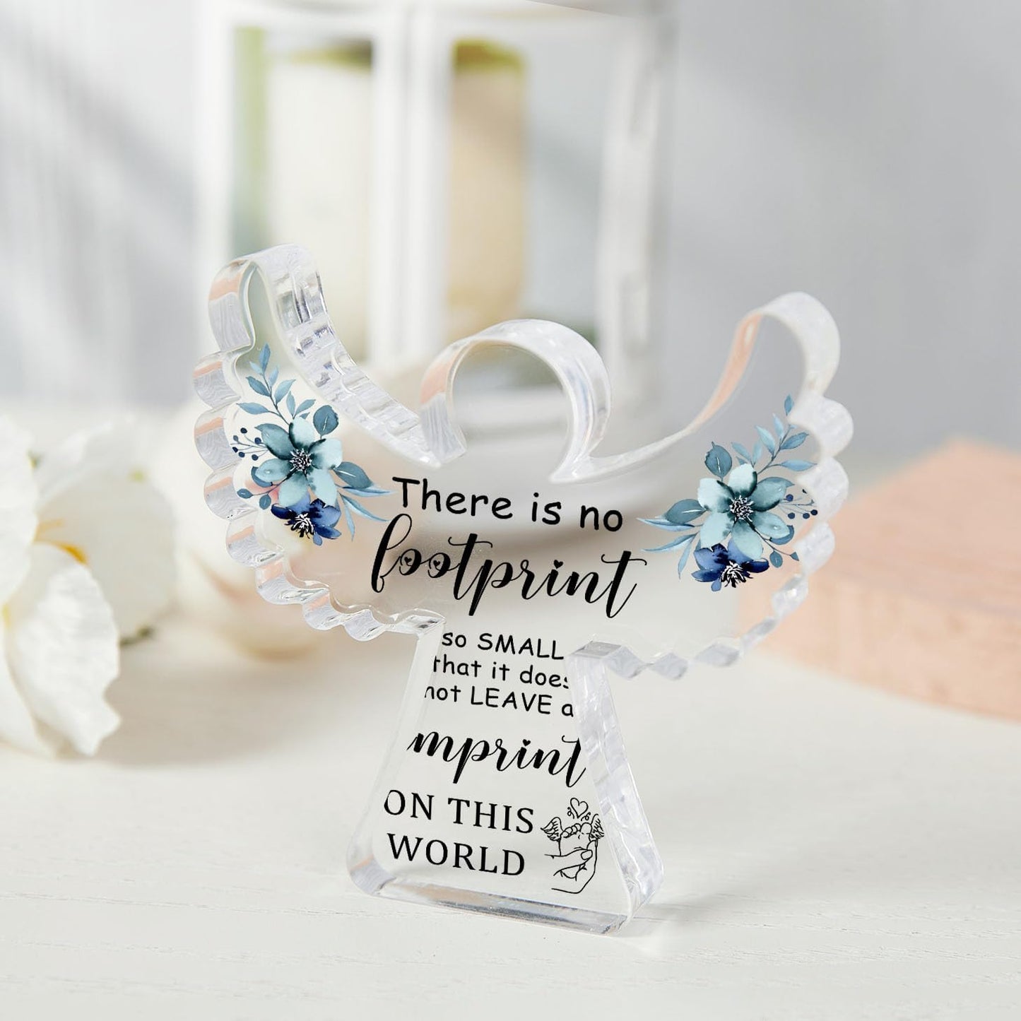 Sympathy Gifts, Miscarriage Gifts for Mothers, Remembrance Gift, Remember Me Grieving Present, Baby Footprint Memorial Angel Acrylic Decor, Funeral in Memory of Loss of Baby, Infant Loss Sympathy Gift