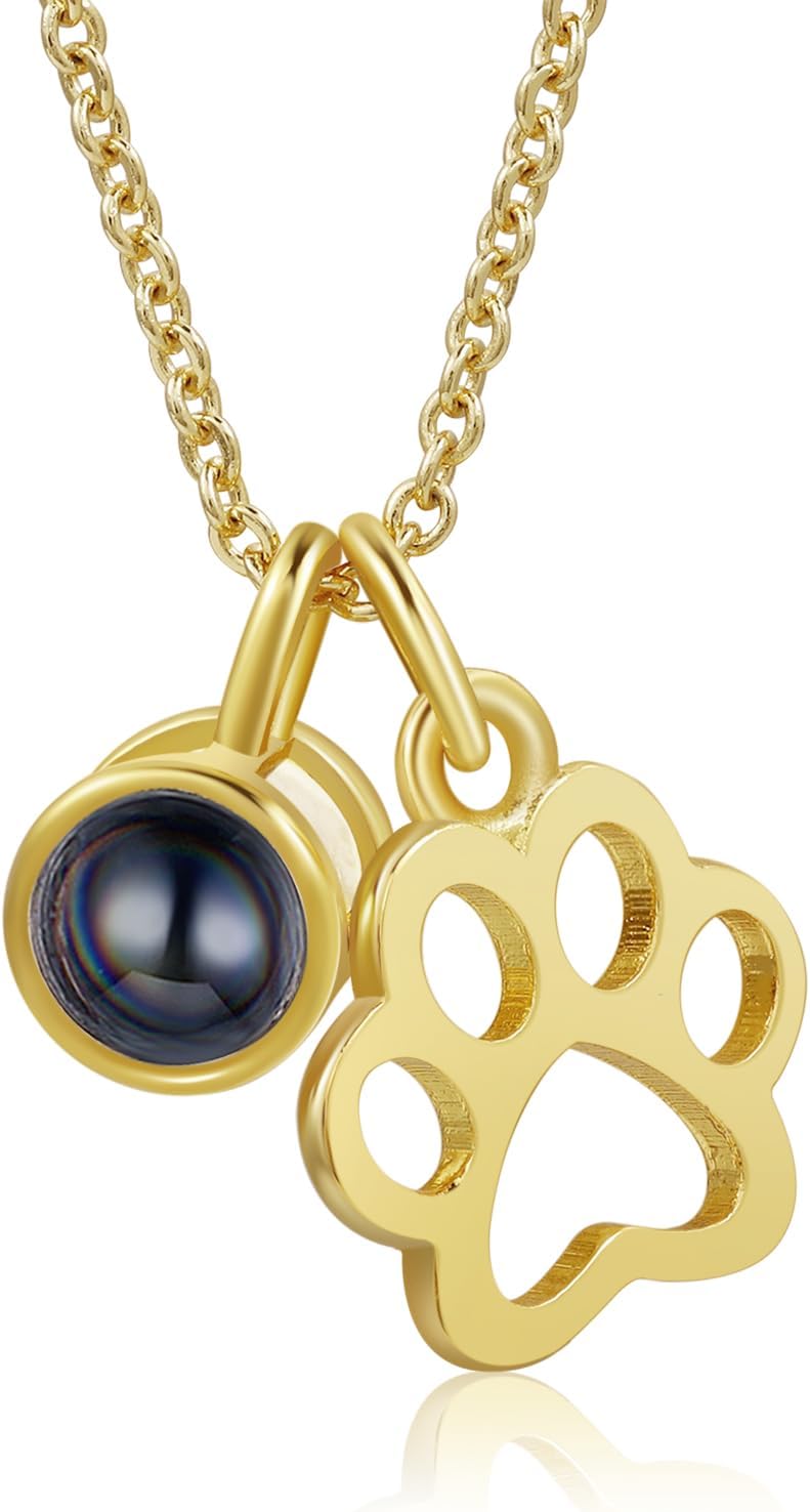 Customized Paw Print Necklace Personalized Pet Name Necklace Custom Engraved Dog Cat Paw Pendant Necklace Pet Memorial Gift for Pet Lovers