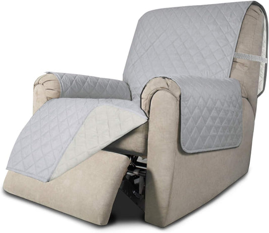 Easy-Going Recliner Sofa Slipcover Reversible Sofa Cover Water Resistant Couch Cover Furniture Protector with Elastic Straps for Pets Kids Children Dog Cat (Recliner, Light Gray/Ivory)