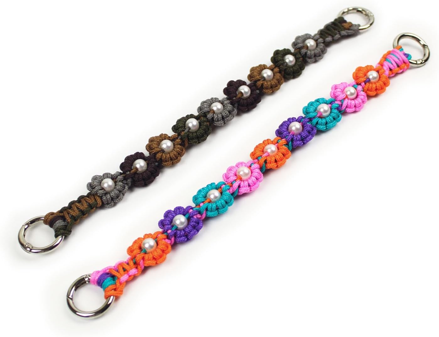 Cute Handmade Paracord Dog Collar – Unique Hand-Braided Multi-Color Flower Design Pet Accessory for Medium Large Dogs Fit 22-26" Size L
