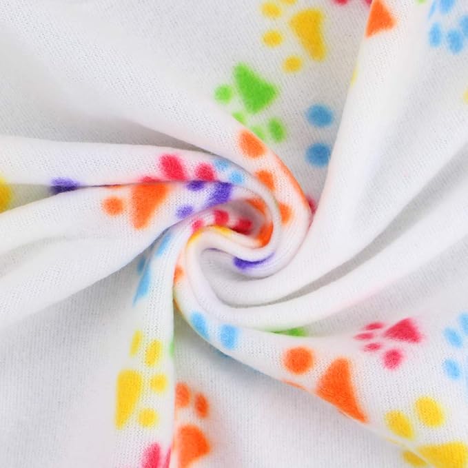 Comsmart Dog Blankets for Small Dogs, 6 Pack Puppy Blanket Cute Paw Print Pet Blanket for Dog, Puppy, Cat, Kitten, 24x28 inches, White