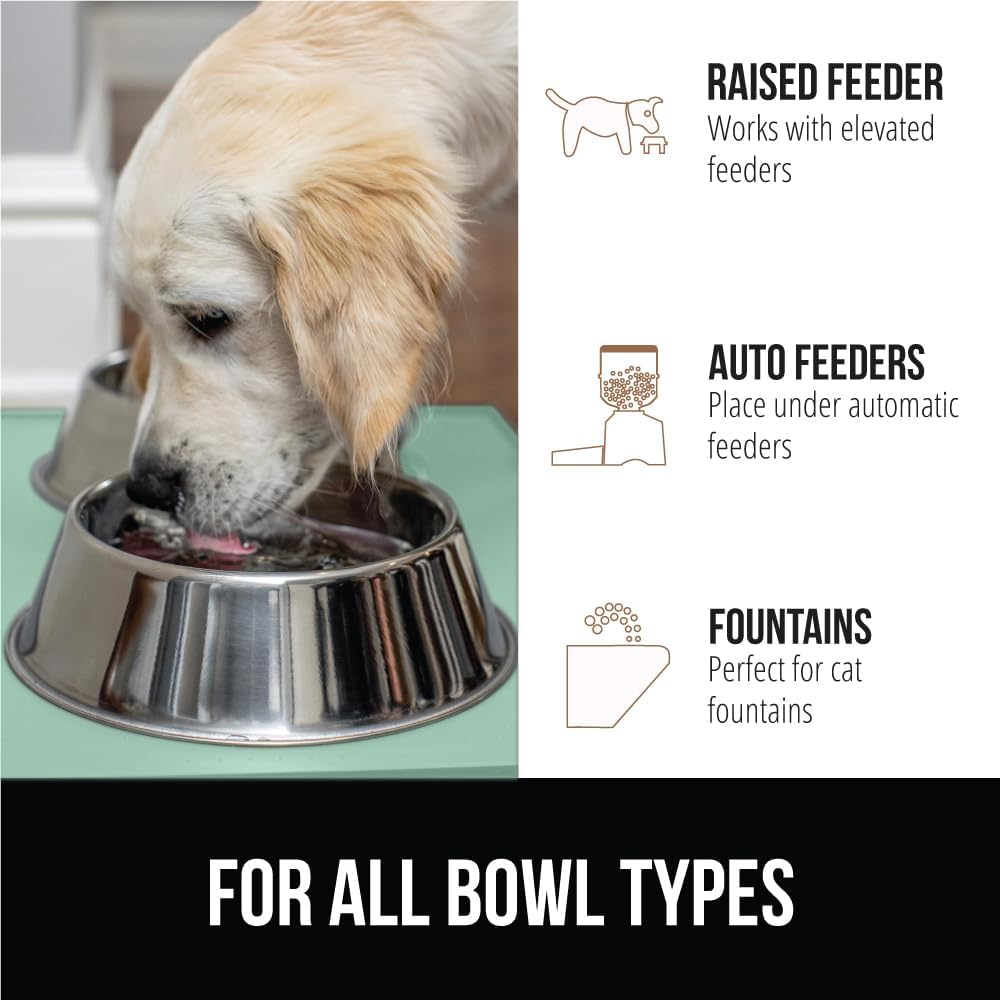 GORILLA GRIP 100% Waterproof Raised Edge BPA Free Silicone Pet Feeding Mat, Dog Cat Food Mats Contain Spills Protects Floors, Placemats for Cats and Dogs Water Bowl, Pets Accessories 28x18 Mint