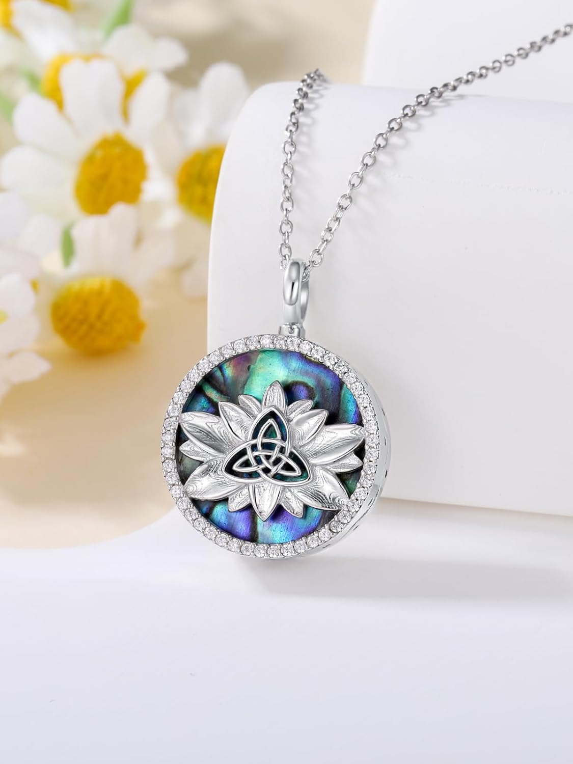 WINNICACA Urn Necklace for Ashes Sterling Silver Abalone Shell Cremation Jewelry for Ashes Jewelry Gifts for Nature Lovers Keepsake Memorial Jewelry for Women