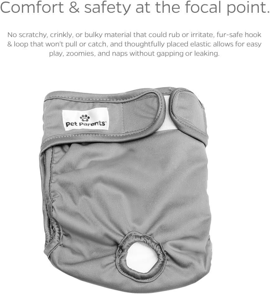 Pet Parents® Washable Dog Diapers (3pack) + Extendrs® of Durable Doggie Diapers, Premium Dog Diapers Female (Medium, Natural)