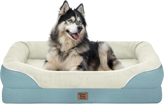 Washable Orthopedic Large Dog Bed - Dog Beds Large Sized Dogs with Removable Cover Waterproof Orthopedic XL Pet Bed with Bolster