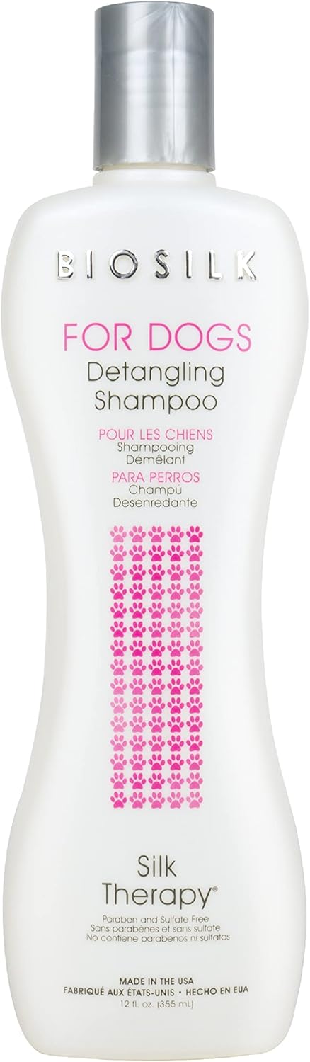 BioSilk for Dogs Silk Therapy Detangling Dog Shampoo | Sulfate Free and Paraben Free Shampoo for Dogs | Matted Hair Dog Detangler Shampoo for All Adult Dogs, 12 fl oz - 6 Pack