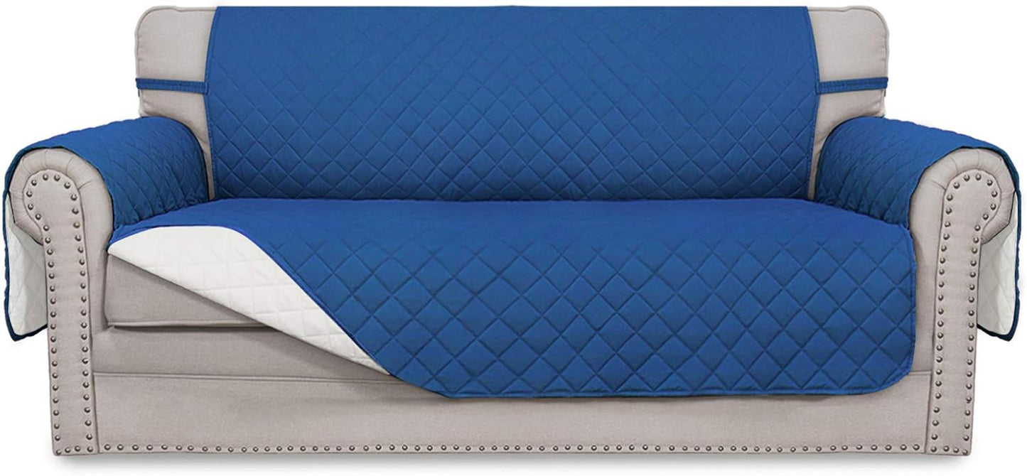 Easy-Going Sofa Slipcover Reversible Loveseat Sofa Cover Couch Cover for 2 Cushion Couch Furniture Protector with Elastic Straps for Pets Kids Dog Cat (Oversized Loveseat, Dark Blue/Ivory)