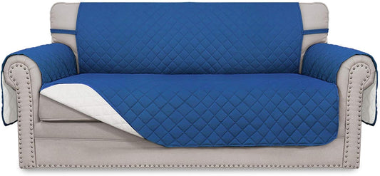 Easy-Going Sofa Slipcover Reversible Loveseat Sofa Cover Couch Cover for 2 Cushion Couch Furniture Protector with Elastic Straps for Pets Kids Dog Cat (Oversized Loveseat, Dark Blue/Ivory)