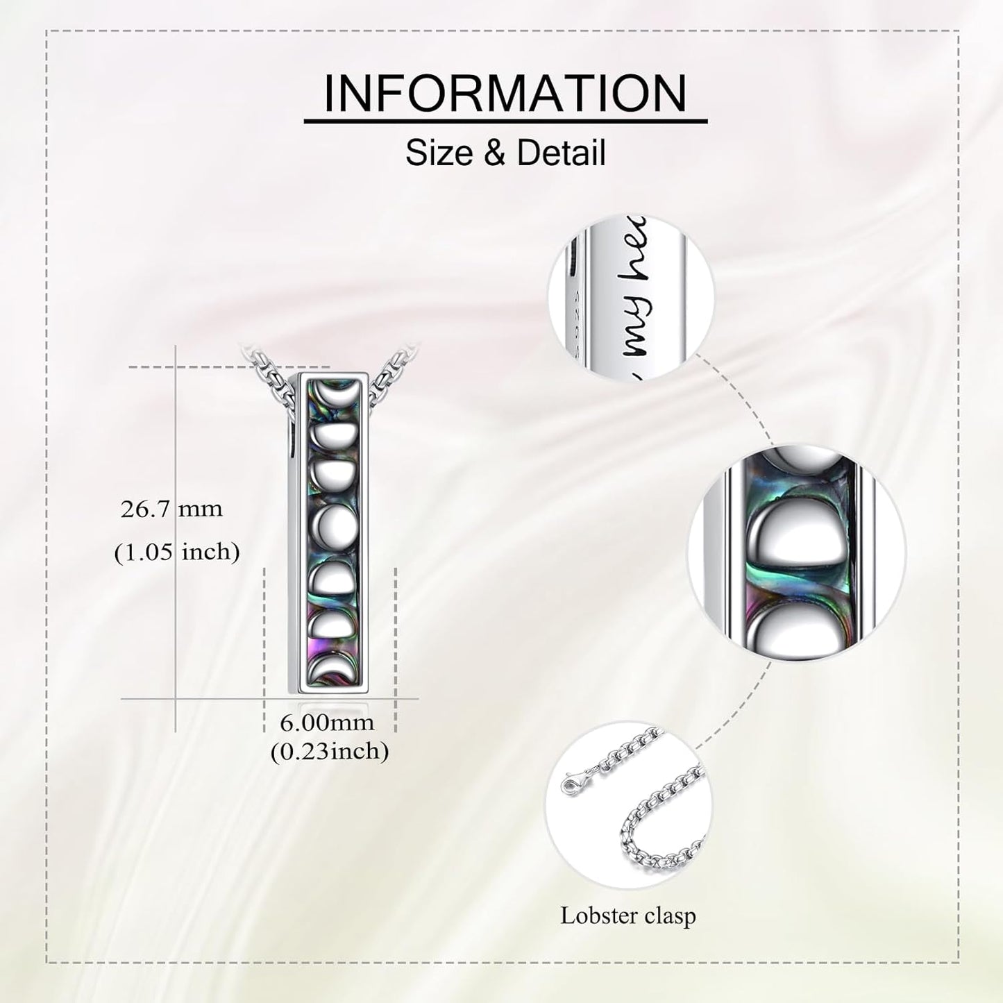 Urn Necklaces for Ashes Sterling Silver 3D Vertical Bar Memorial Pendant for Loved Ones Keepsake Cremation Jewelry Gifts for Women Men