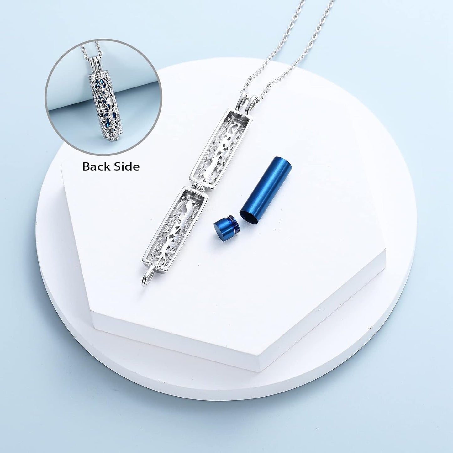 shajwo Cylinder Cremation Jewelry Tree of Life Urn Ashes Necklace for Women Men Vial Cremation Ash Pendant Loved One Memorial Jewelry