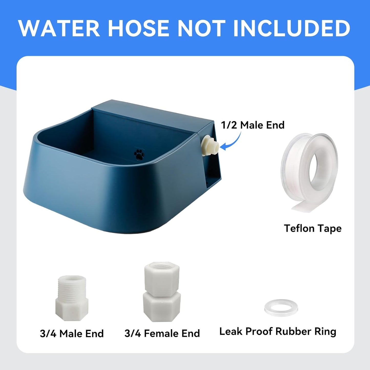 NAMSAN Automatic Water Dispenser for Dogs with Heater, Outdoor and Indoor, 2L Heated Water Bowl, Heated Watering Trough for Cats Chickens Rabbits Birds Bath Auto-Fill